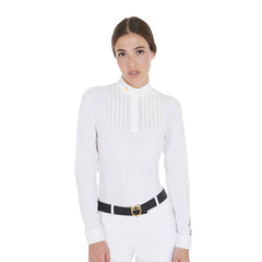 Equestro Women's Slim Fit Polo Shirt with Pleats