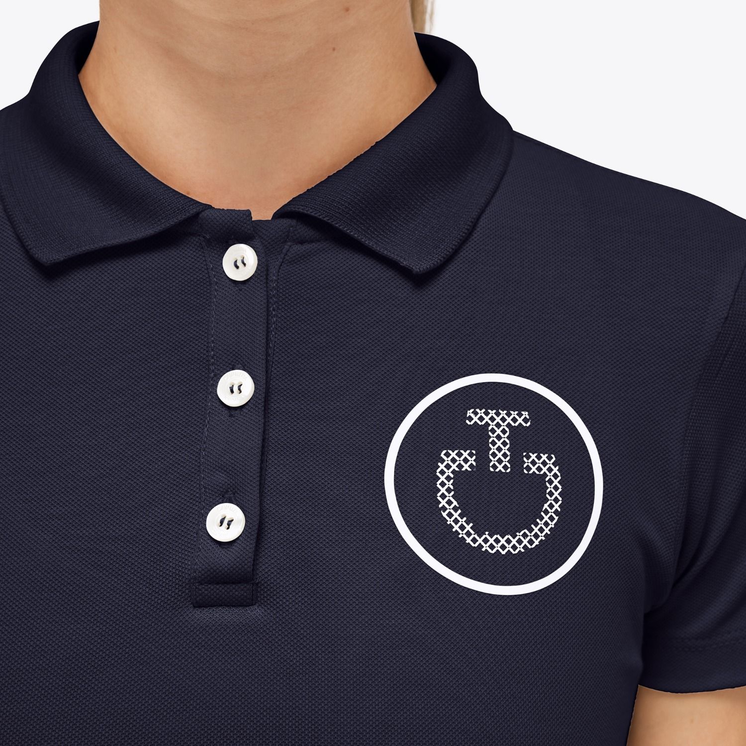 CT Kids Cross Stitch Print Cotton S/S Button Up Training Polo