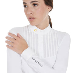 Equestro Women's Slim Fit Polo Shirt with Pleats