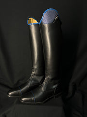 Tricolore Salentino 02 Custom Boots Smooth Black Glitter Blue Top