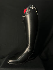 DeNiro Bellini Custom Dressage Boots Wrat Black with Pearls and Crystals - In Stock