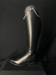 DeNiro Bellini Custom Dressage Boots Wrat Black with Pearls and Crystals - In Stock