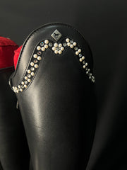 DeNiro Bellini Custom Dressage Boots Wrat Black with Pearls and Crystals - In Stock
