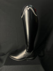 DeNiro Bellini Custom Dressage Boots Wrat & Brushed Black with Pearls and Crystals - In Stock