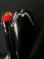 DeNiro Bellini Custom Dressage Boots Wrat & Brushed Black with Pearls and Crystals - In Stock