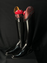 DeNiro Bellini Custom Dressage Boots Brushed Black with Bordeaux and Jet Crystals