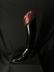 DeNiro Bellini Custom Dressage Boots Brushed Black with Bordeaux and Jet Crystals - In Stock