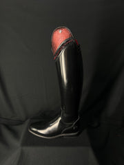 DeNiro Bellini Custom Dressage Boots Brushed Black with Bordeaux and Jet Crystals - In Stock
