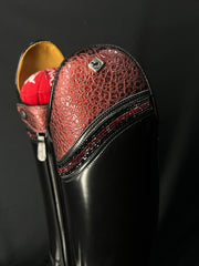 DeNiro Bellini Custom Dressage Boots Brushed Black with Bordeaux and Jet Crystals - In Stock