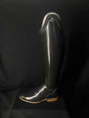 DeNiro Bellini Custom Dressage Boots Brushed Grey with Roseto Grey and Jet Crystals