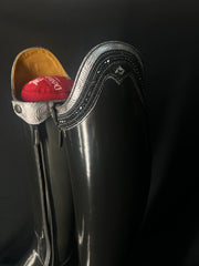 DeNiro Bellini Custom Dressage Boots Brushed Grey with Roseto Grey and Jet Crystals