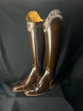 DeNiro S2601 Custom Dressage Boots Brushed Po Fondente w/ Roseto Brown and Lame Argento