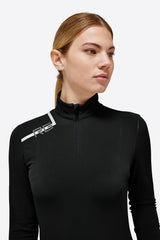 RG Women's Brushed Jersey w/ Nylon Insert L/S Polo - Black