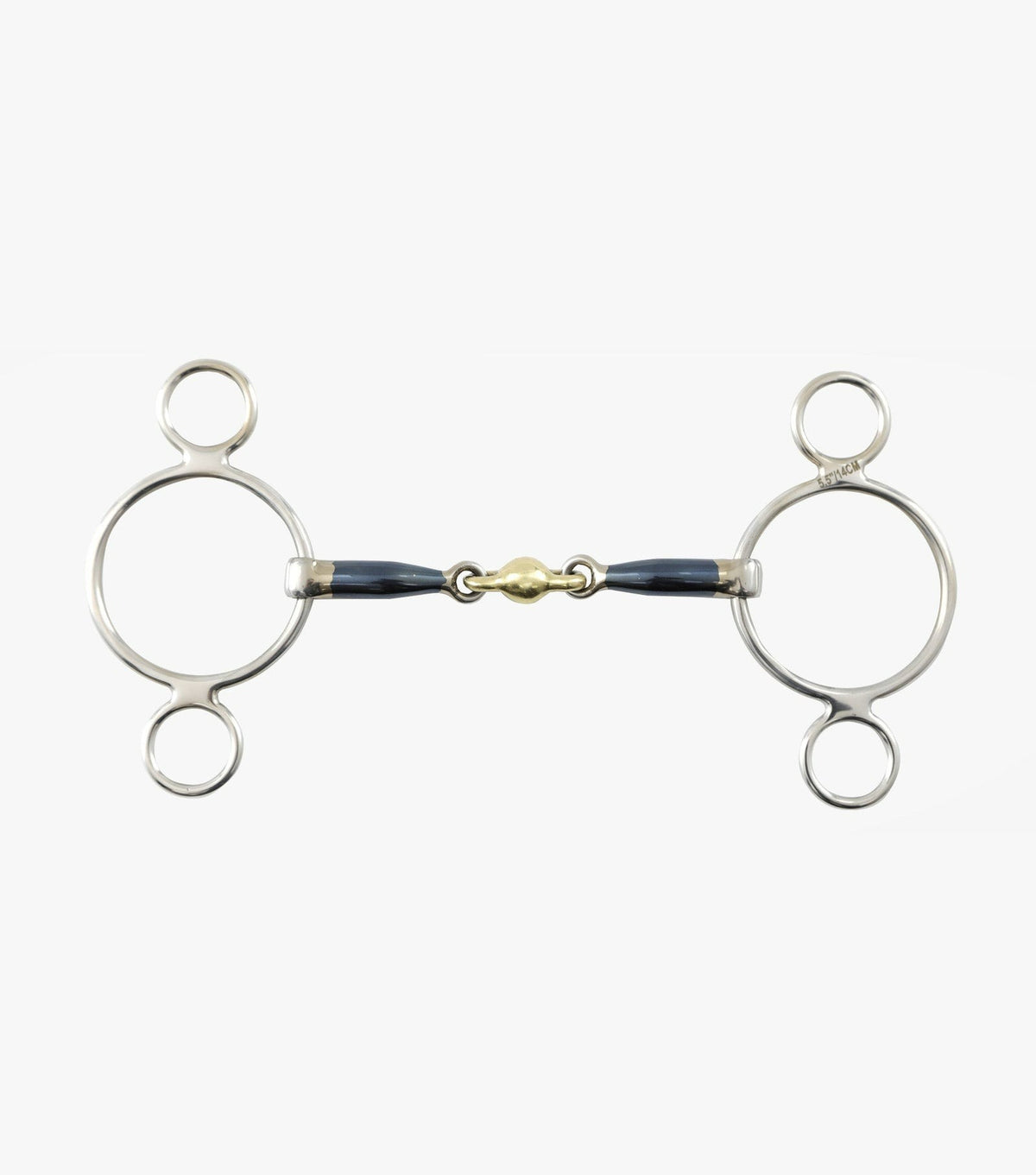 PEI Blue Sweet Iron Two Ring Gag with Brass Alloy Lozenge