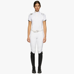 CT Women's R-Evo Epaulet S/S Zip Competition Polo White
