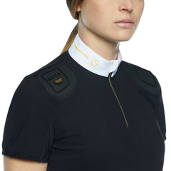 CT Women's R-Evo Epaulet S/S Zip Competition Polo Black