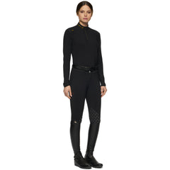 CT Women's R-Evo Epaulet L/S Zip Polo Black