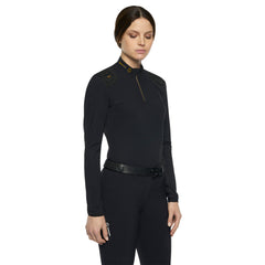 CT Women's R-Evo Epaulet L/S Zip Polo Black
