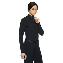CT Women's R-Evo Epaulet L/S Zip Polo Black