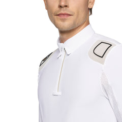Mens R-Evo Epaulet L/S Zip Competition Polo White