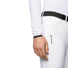 Mens R-Evo Epaulet L/S Zip Competition Polo White