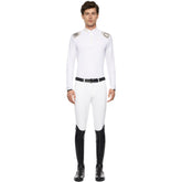 Mens R-Evo Epaulet L/S Zip Competition Polo White