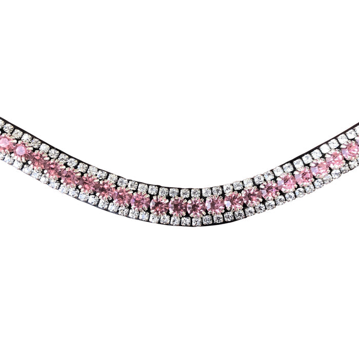 Lumiere Baby Pink Crystal browband (black leather)
