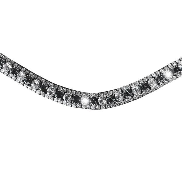 Lumiere Silver Crystal Browband - Black Leather - Micklem style