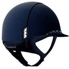 Miss Shield Blue Shadowmatt - Shadowmatt Blue Top - Lozenge Swarovski Blu Frontal Band - Blazon Silver Crystal Fabric - Trim Matt Blue