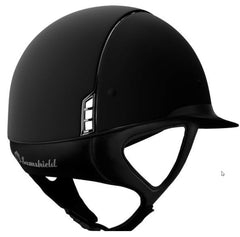 Miss Shield Black Shadowmatt - Black Shadowmatt Top - Black Leather Frontal Band - Blazon Chrome Black - Trim Chrome Black w/5 Swarovski Crystals