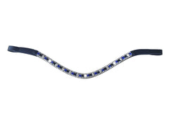 Lumiere Blue Crystal Browband - Black Leather