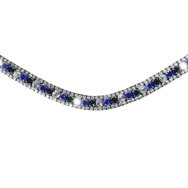 Lumiere Blue Crystal Browband - Black Leather