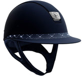 Miss Shield Blue Shadowmatt - Shadowmatt Blue Top - Lozenge Swarovski Blu Frontal Band - Blazon Silver Crystal Fabric - Trim Matt Blue