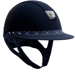 Miss Shield Blue Shadowmatt - Shadowmatt Blue Top - Lozenge Swarovski Blu Frontal Band - Blazon Silver Crystal Fabric - Trim Matt Blue