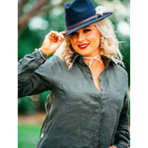 H&H Dark Military Button Though Linen Shirt