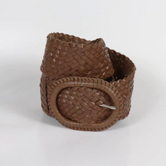 H&H Leather Plaited Belt - Brandy