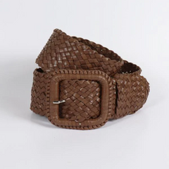 H&H Leather Plaited Belt - Brandy