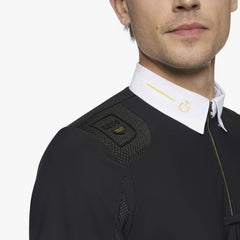 Men's R-Evo Epaulet S/S Zip Competition Polo Black