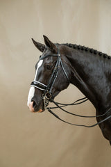 Dy'on Working Collection Patent Large Crank Noseband With White Padding Double Bridle