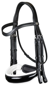 Dy'on Working Collection Patent Large Crank Noseband With White Padding Double Bridle