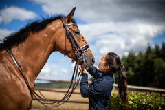 Dy'on Working Collection Patent Large Crank Noseband With White Padding Double Bridle