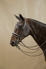 Dy'on Working Collection Patent Large Crank Noseband With White Padding Double Bridle