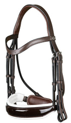 Dy'on Working Collection Patent Large Crank Noseband With White Padding Double Bridle