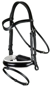 Dy'on Working Collection Patent Large Crank Noseband Bridle With White Padding And Flash