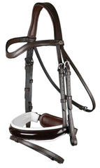 Dy'on Working Collection Patent Large Crank Noseband Bridle With White Padding And Flash