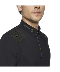 Men's R-Evo Epaulet L/S Zip Competition Polo Black