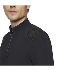 Men's R-Evo Epaulet L/S Zip Competition Polo Black