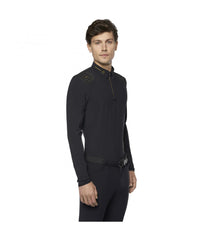 Men's R-Evo Epaulet L/S Zip Competition Polo Black
