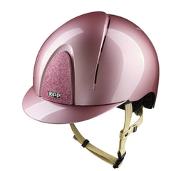 KEP Italia Smart Nova Pink with Pink Glitter Star, standard visor, cream chin strap – front