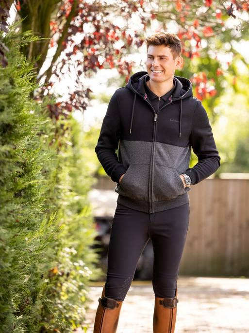 LeMieux Mens Elite Zip Through Hoodie Charcoal Marl